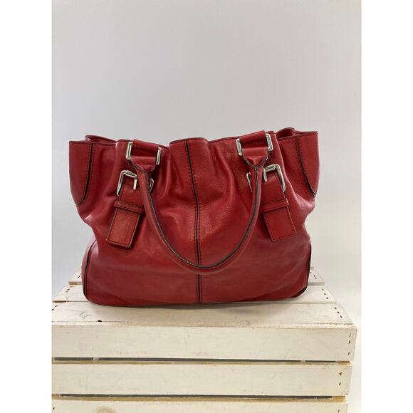 MICHAEL KORS, LARGE RED PEBBLED LEATHER CROSSBODY (ASIS) - Picture 4 of 15